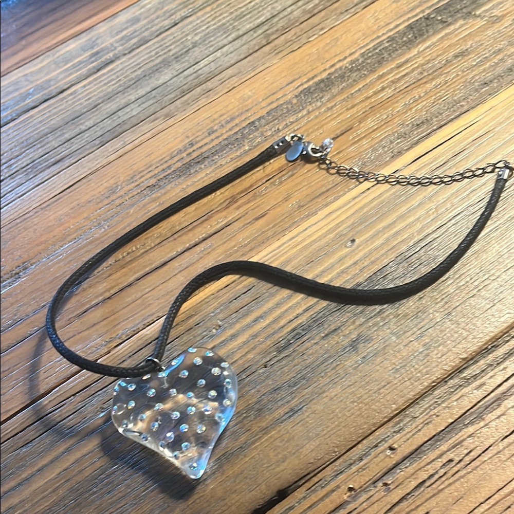 Kirks Folly Silver and Black Necklace with Distinctive Pendant Heart
